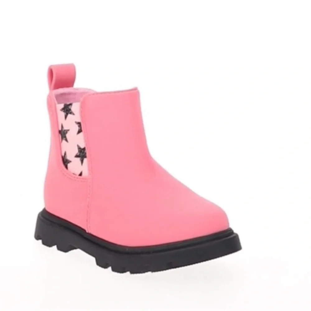 Jumping Beans Girl’s Pink Star-Panel Chelsea Boot Size 8